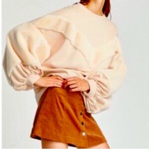 Zara Faux Fur Balloon Sleeves Oversized Sweatshirt